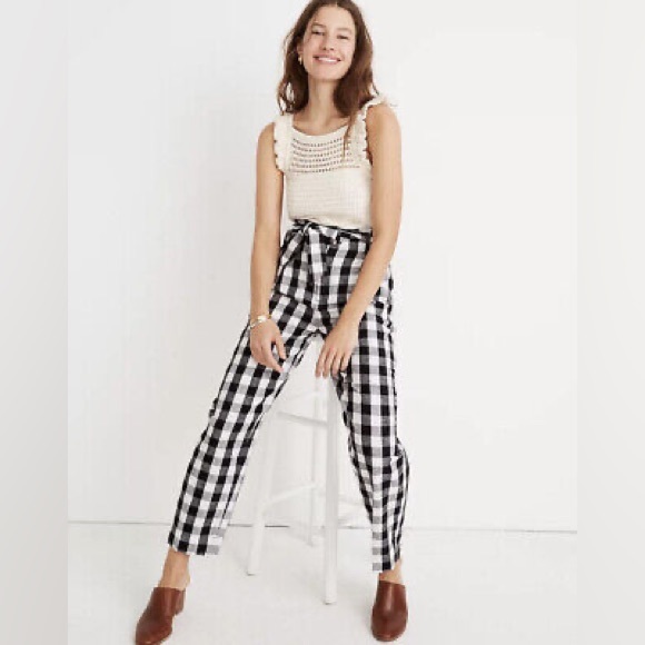Madewell Paperbag Gingham Cropped Pants - Picture 1 of 6